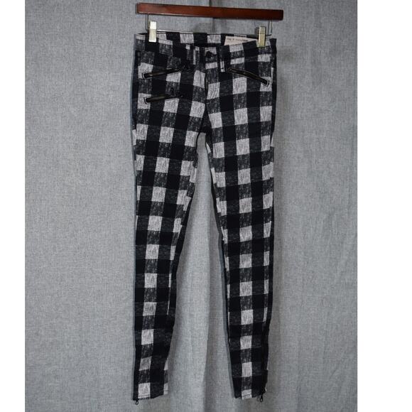 Rag & Bone Plaid Skinny Pants WHT Buffalo Size 24 - Picture 1 of 3